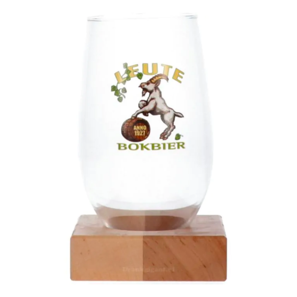 Leute Bokbier glas op hout